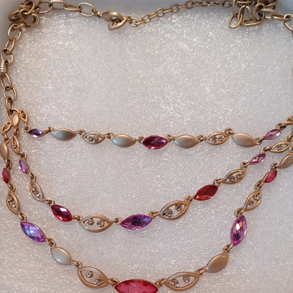 20 " Anne Klein Gold-Tone Multi-Color Crystal Station Necklace